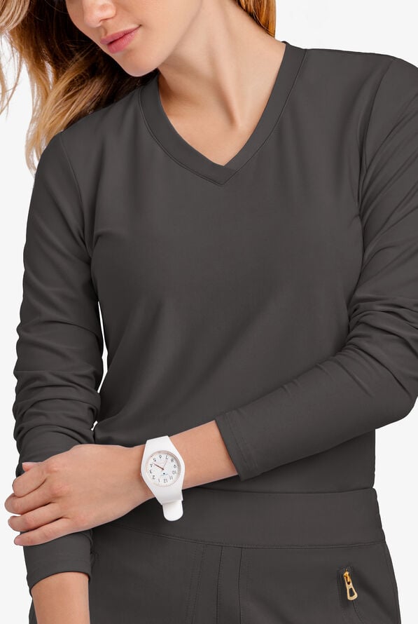 Camiseta médica manga larga Lauderdale By UA Aurelia STRETCH de tejido para mujer - Pewter - 3