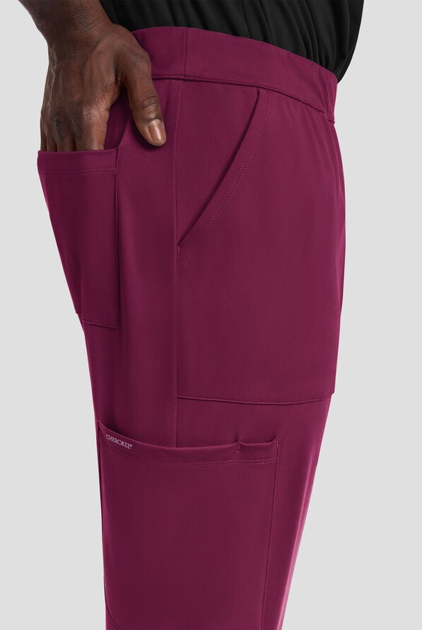 Pantal&oacute;n m&eacute;dico Cherokee Achieve STRETCH estilo jogger cargo con 5 bolsillos para hombre - Wine - 3