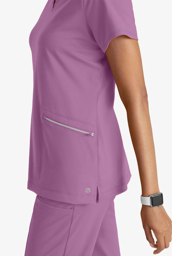Barco One Performance Knit Victory Women's 2-Pocket STRETCH V-Neck Scrub Top - Dusty Lavender - 3