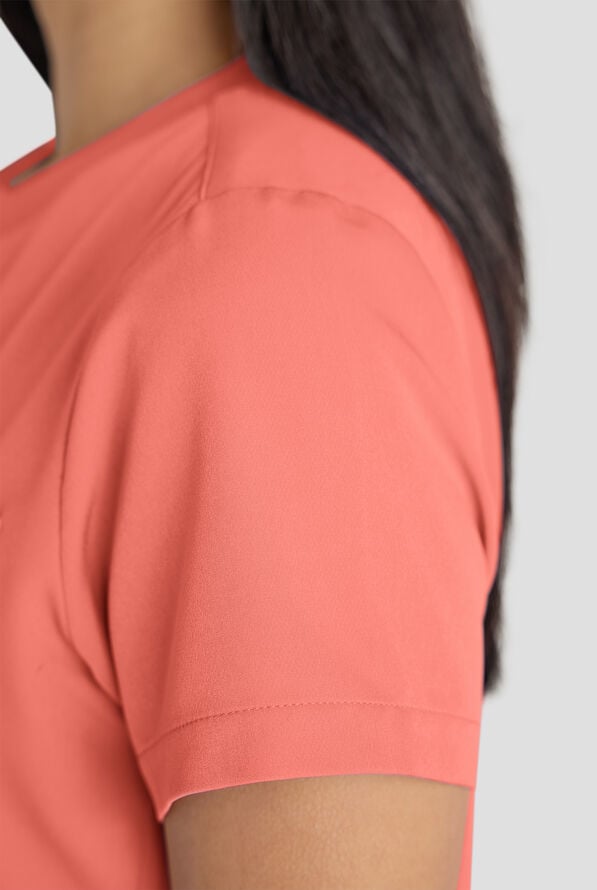 Blusa m&eacute;dica ReSurge Citrine con cuello redondo y 1 bolsillo para mujer - Chilled Guava - 4