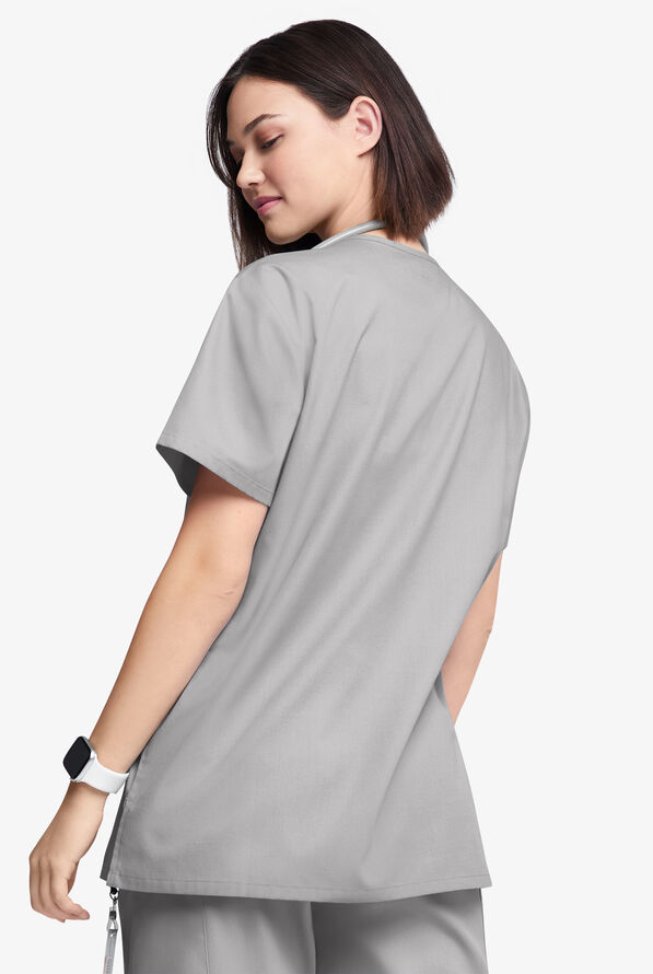 Blusa m&eacute;dica unisx Butter-Soft Originals con cuello en V y 2 bolsillos - Silver - 3