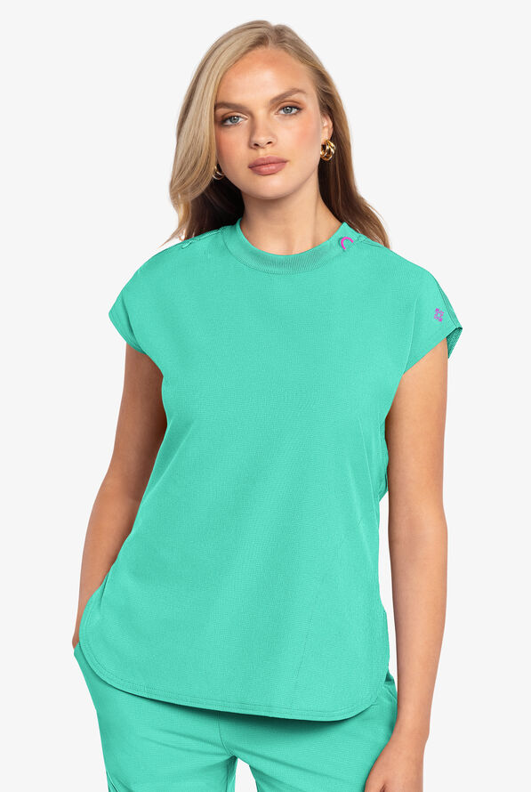 Med Couture Amp Women's 2-Pocket STRETCH Tuck in Dolman Crew Neck Scrub Top - Mint Condition - 2