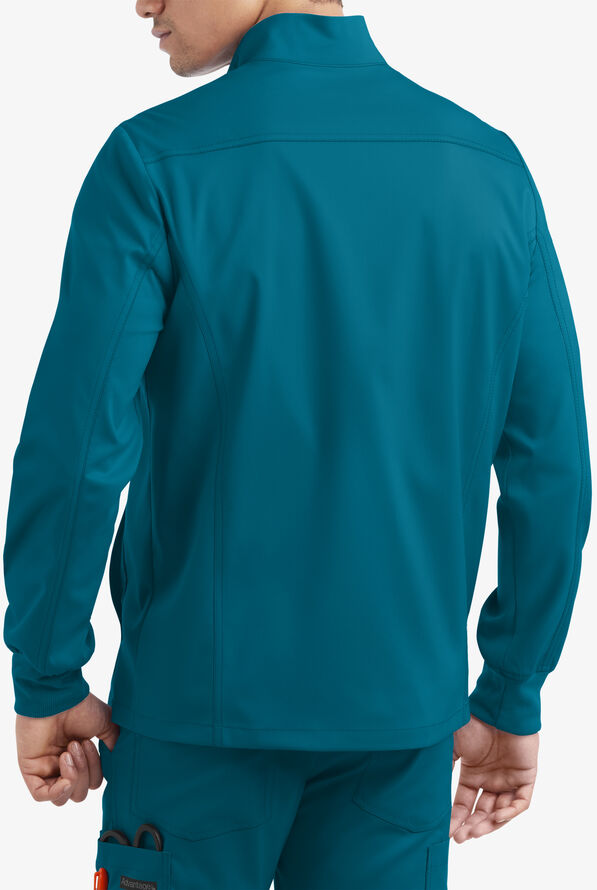 Advantage STRETCH Men's 4-Pocket Zip Front Warm-Up Scrub Jacket - Caribbean Blue - 2