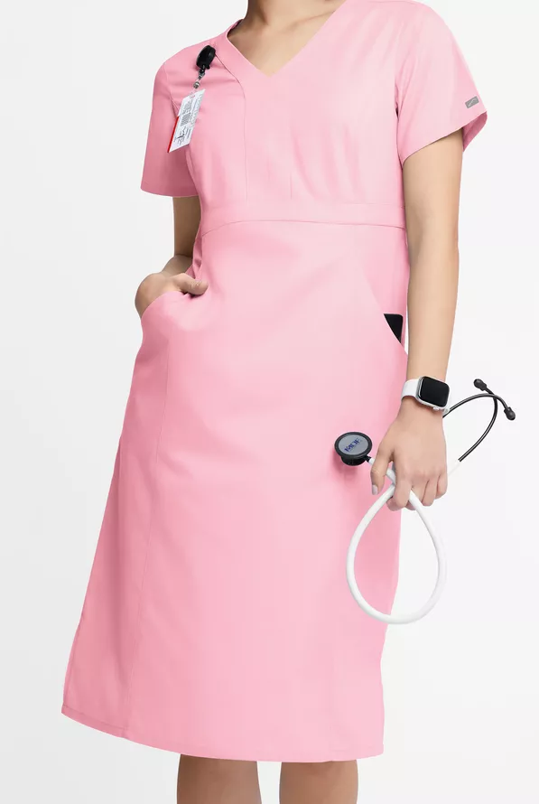 Butter-Soft Originals Women's 4- Pocket V-Neck Empire Waist Dress - Size XL - Blush Butter-Soft Originals Women's 4- Pocket V-Neck Empire Waist Dress - Size XL - Blush