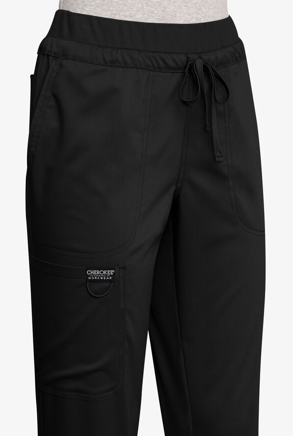 Pantal&oacute;n m&eacute;dico Cherokee Workwear Revolution estilo cargo con cord&oacute;n ajustable y 5 bolsillos para mujer  - Black - 3