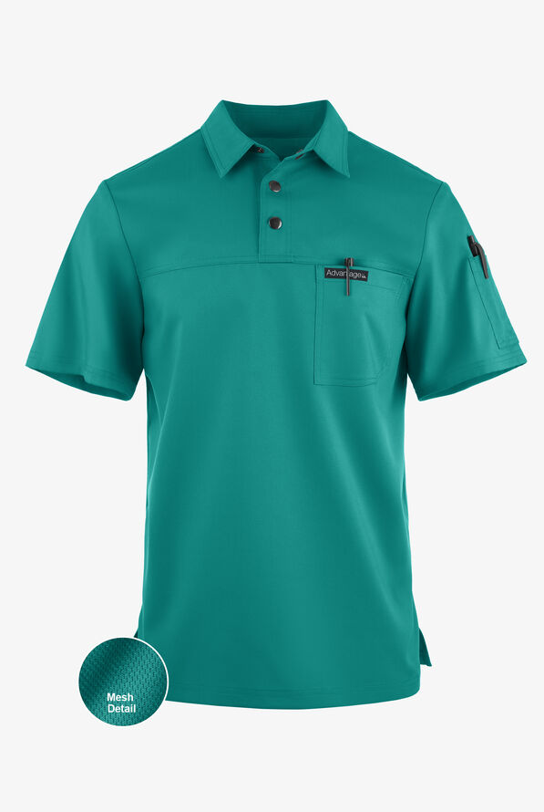Advantage STRETCH Men's 3-Pocket Short Sleeve Polo with Back Air-Mesh Panels - Teal - 1