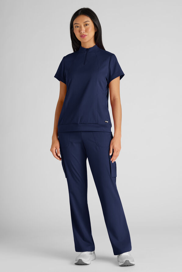 Grey's Anatomy by Barco Emerge Parker Women's 4-Pocket STRETCH Fit & Flare Scrub Pants - Indigo - 7