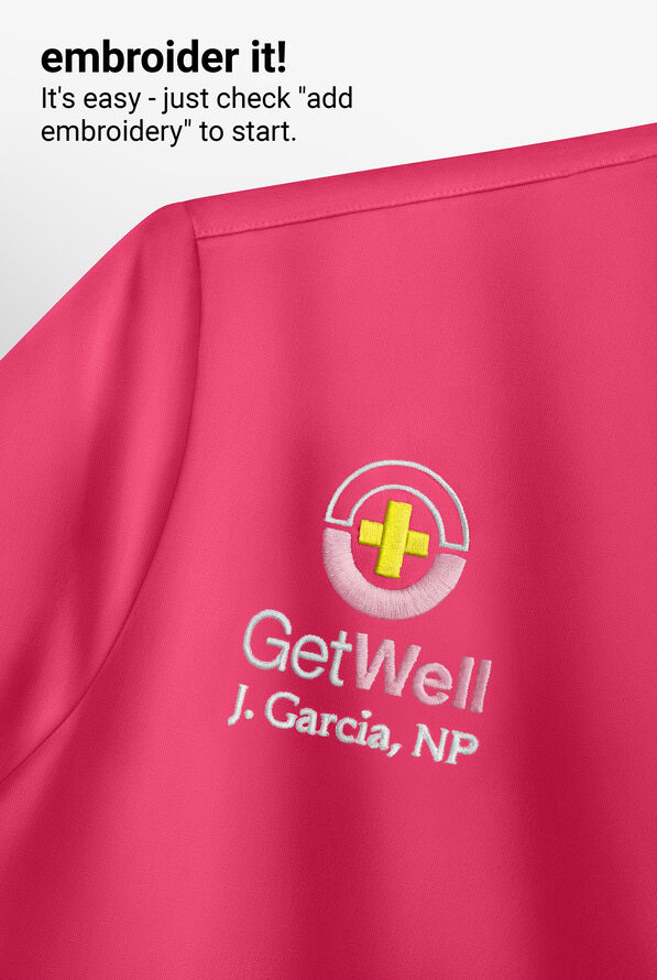 Infinity Women's 2-Pocket STRETCH Warm-Up Scrub Jacket - Carmine Pink - 4