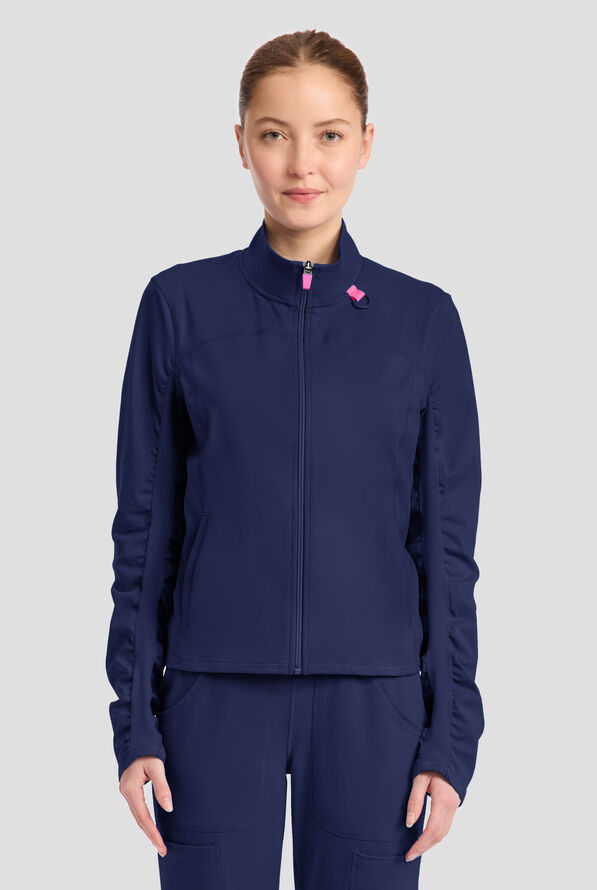 Chaqueta m&eacute;dica Med Couture Amp Knit STRETCH con cremallera y 2 bolsillos para mujer - Navy - 2