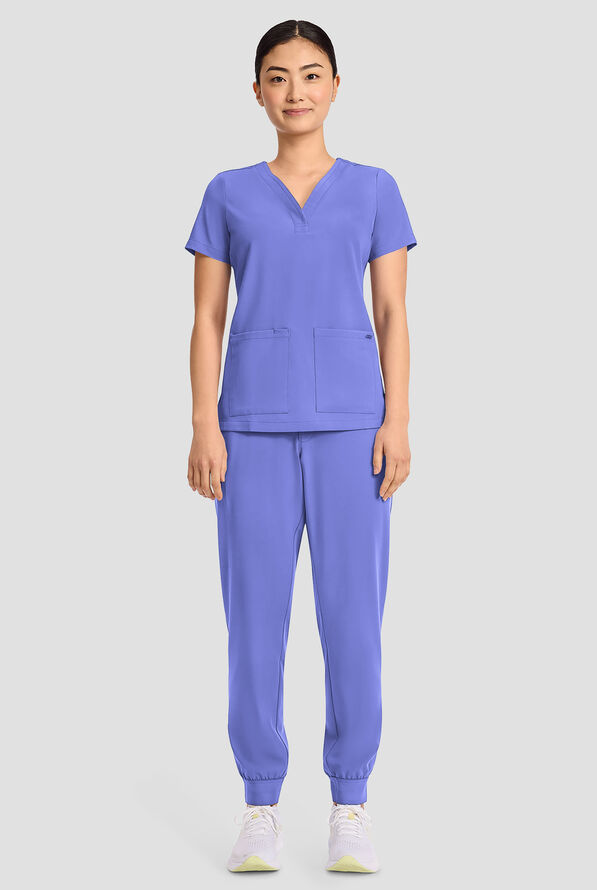 Blusa m&eacute;dica Healing Hands Quest Briana STRETCH con 3 bolsillos y cuello en Y para mujer - Ceil Blue - 5
