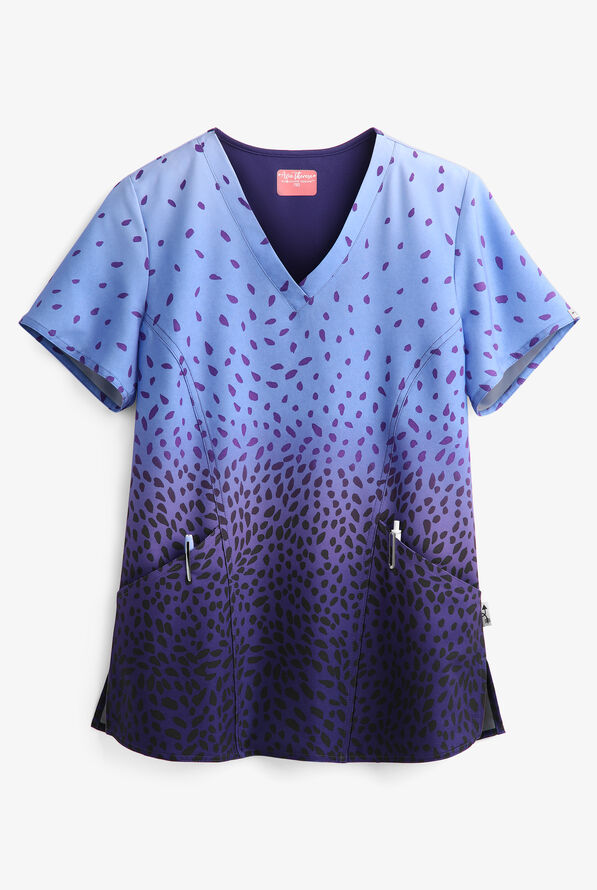 Zavate Ava Therese Grape Sensation Ava Women's 2-Pocket V-Neck Print Scrub Top - null - 1