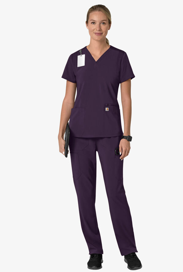 Carhartt Cross-Flex Force Women's 3-Pocket STRETCH Knit Panel Scrub Top ...