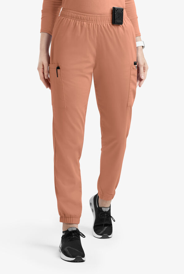 Butter-Soft Originals Women's 7-Pocket Tapered Jogger Cargo Scrub Pants - Terracotta - 1
