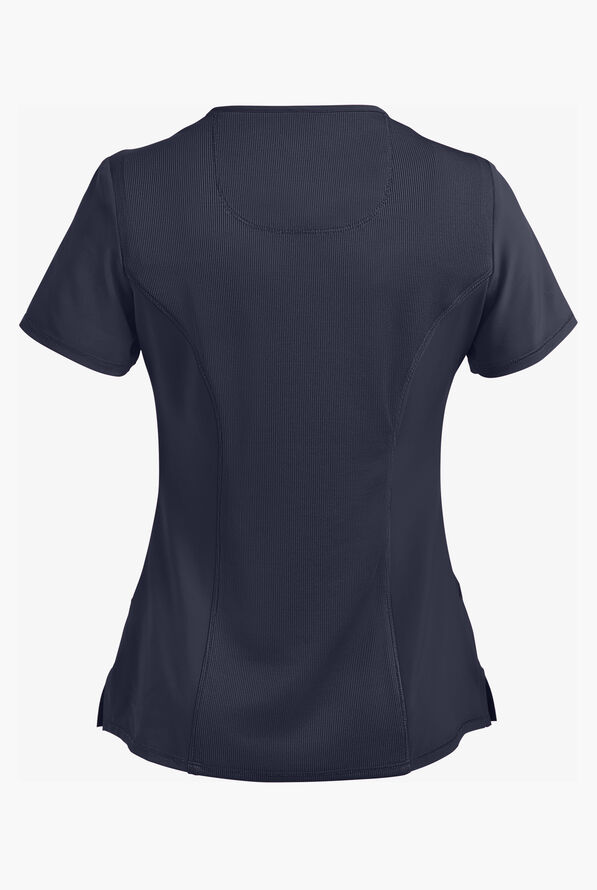 Infinity Women's 4-Pocket STRETCH Mock Wrap Scrub Top - Navy - 3