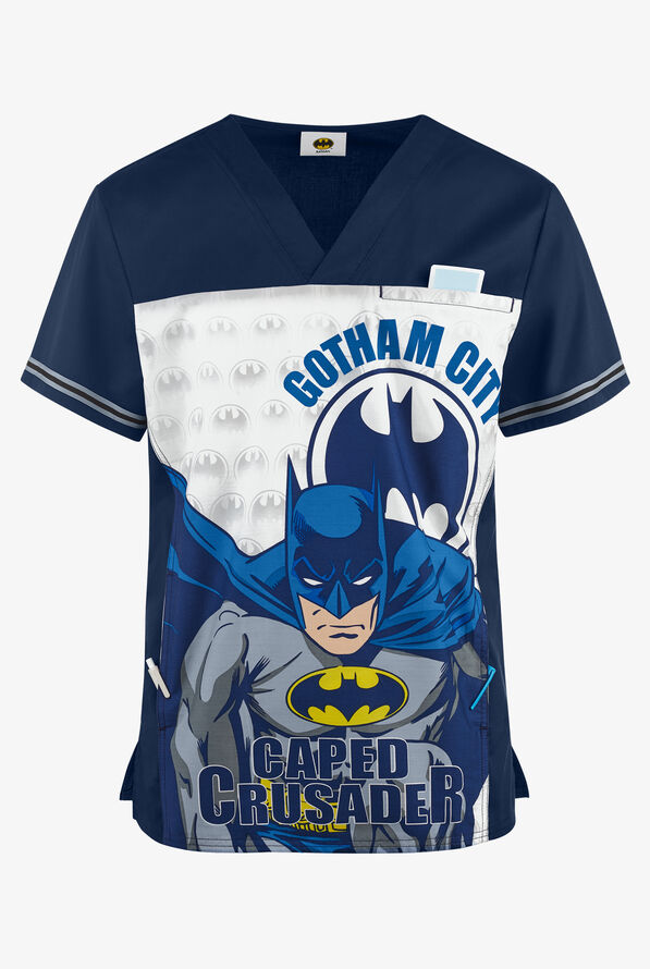 Cherokee Tooniforms Batman Gotham City Men's Scrub Top, Men's Scrubs