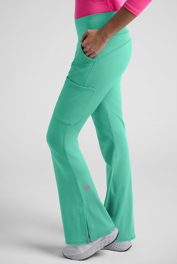 Pantal&oacute;n m&eacute;dico Med Couture Amp Knit STRETCH estilo yoga con piernas acampanadas y 5 bolsillos para mujer - Mint Condition - 8