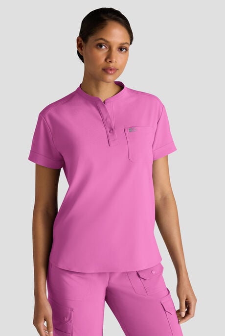 Easy STRETCH Bella Women's 1-Pocket Henley Scrub Top