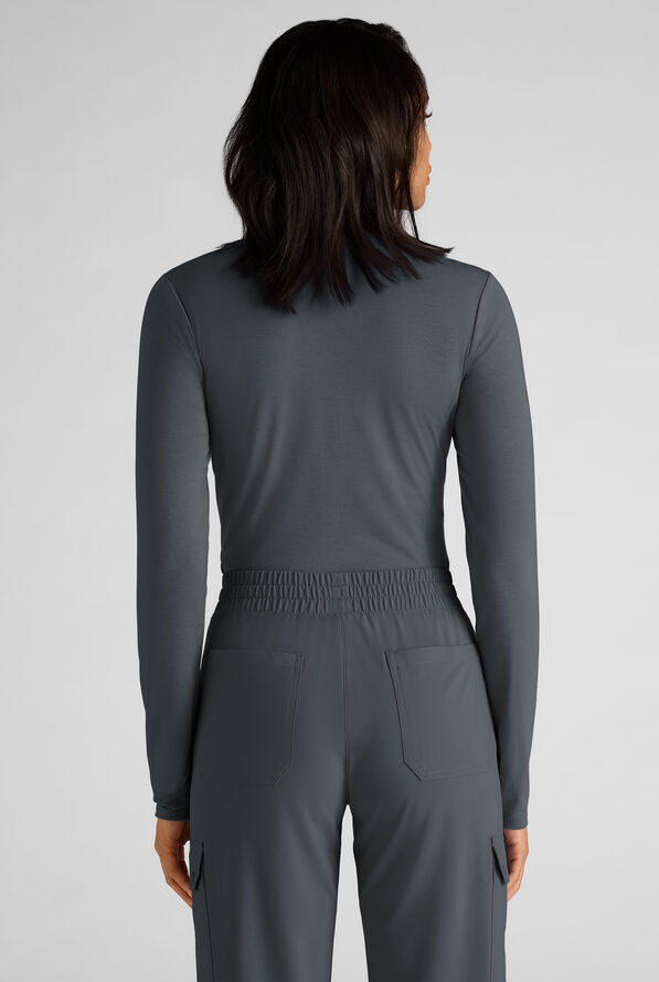Easy STRETCH Cate Women's Long Sleeve Knit Underscrub - Pewter - 4