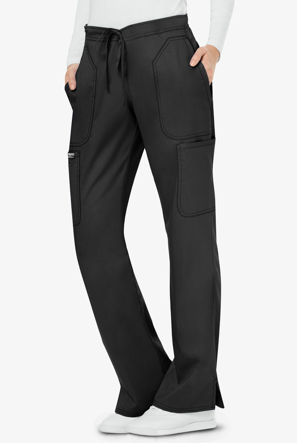 Cherokee Workwear Revolution Women's 5-Pocket STRETCH Drawstring Cargo Scrub Pants - Tall - Black - 1