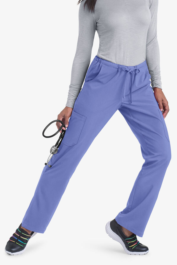 Tafford Active STRETCH Eden Women's 4-Pocket Drawstring Scrub Pants - Ceil Blue - 3