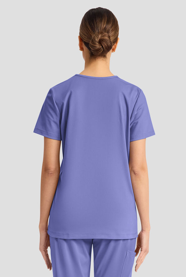 Cherokee Achieve Women's 1-Pocket Tuck in V-Neck Scrub Top - Ceil Blue - 3