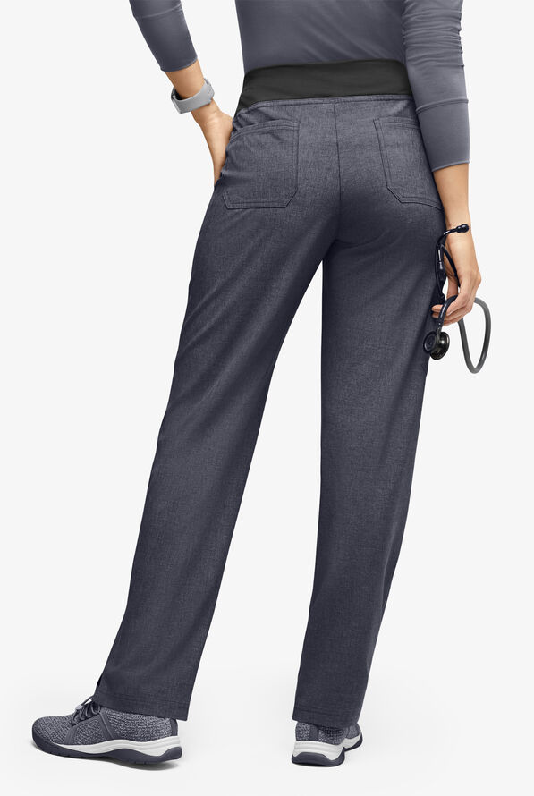 Easy STRETCH Sienna Women's 5-Pocket Sport Yoga Scrub Pants - Petite - Charcoal Heather/Black - 5