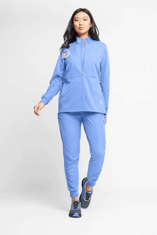 Chaqueta médica ajustable WhisperLite Eris con cremallera y 5 bolsillos para mujer - Ceil Blue - 7