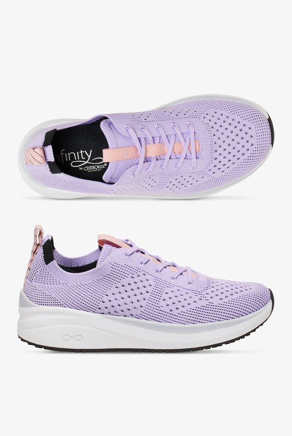 Infinity Women's Everon Knit Wild Orchid White Athletic Lace Up Nursing Shoes - null - 1