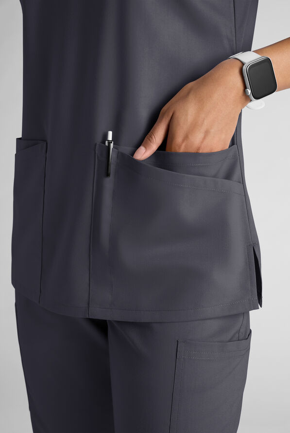 Butter-Soft STRETCH FLXTEK+ Women's 6-Pocket V-Neck Scrub Top - Pewter - 5
