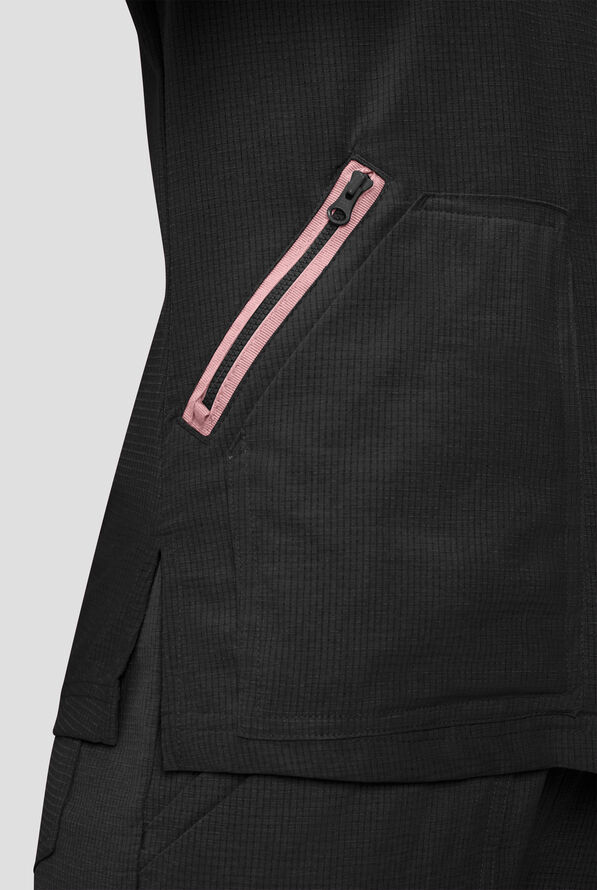 koi Solis Sari Women's 4-Pocket STRETCH V-Neck Scrub Top - Black - 2