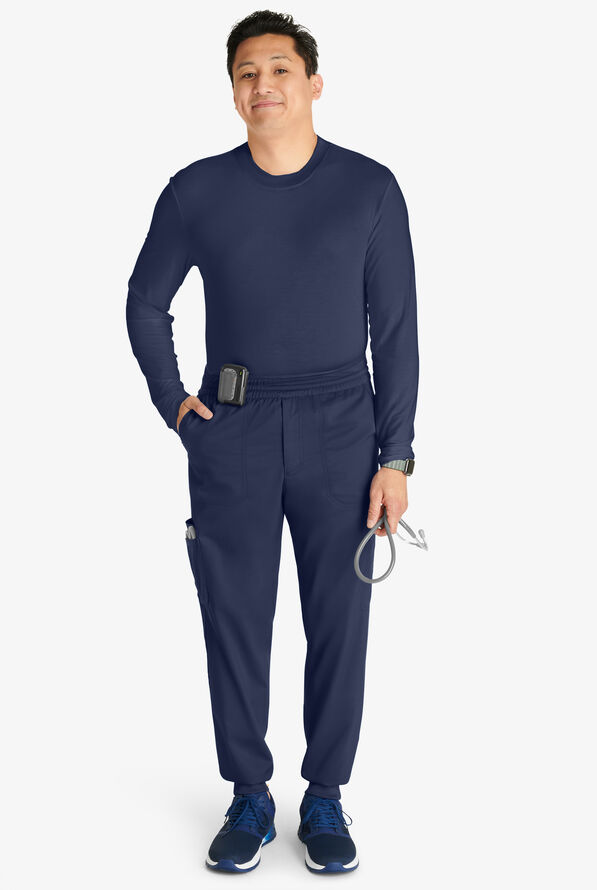 Cherokee Workwear Revolution Men's 5-Pocket STRETCH Mesh Waistband Cargo Jogger Scrub Pants - Navy - 4