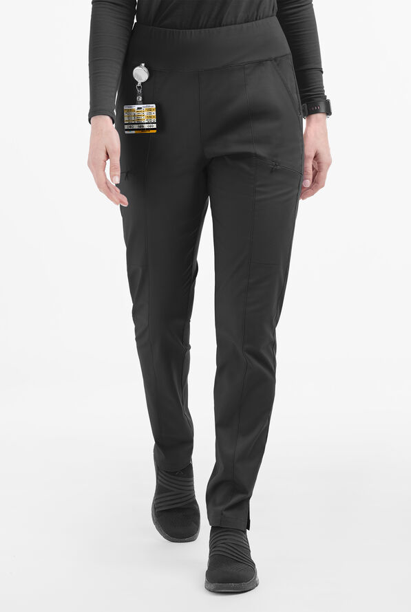 Pantalón médico Butter-Soft de tiro alto con piernas delgadas estilo yoga y 6 bolsillos para mujer - Black - 1