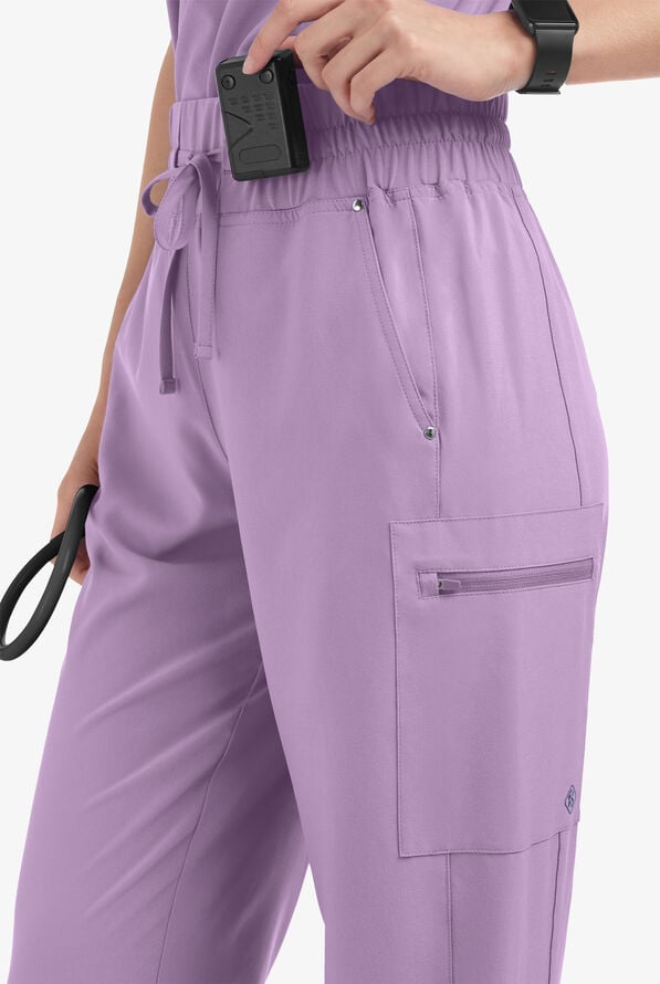 Easy STRETCH Ellie Women's 5-Pocket High Waisted Wide Leg Scrub Pants - Amethyst Mist - 2
