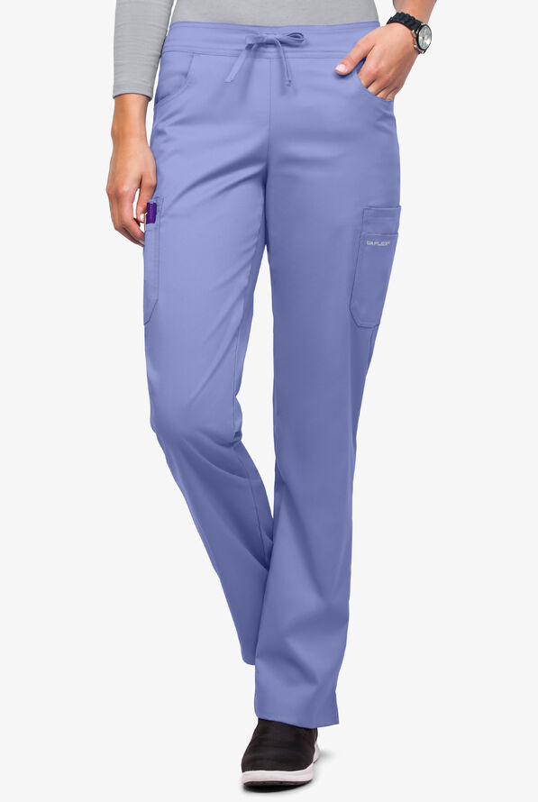 Pantalón médico UA Flex2 STRETCH petite estilo cargo con 7 bolsillos para mujer - Ceil Blue - 1