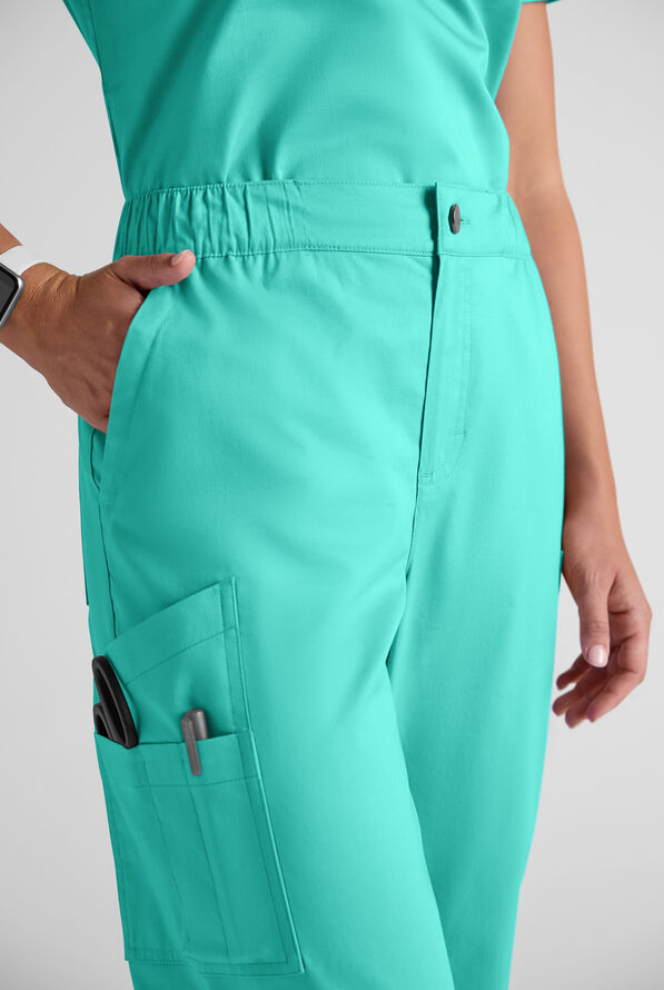 Butter-Soft STRETCH Women's 10-Pocket Straight Leg Cargo Scrub Pants - Aqua Dust - 8