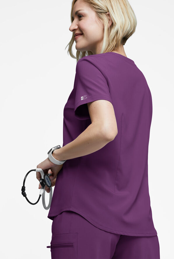 Blusa m&eacute;dica Easy STRETCH GiGi con detalle de lazos para mujer - Eggplant - 4