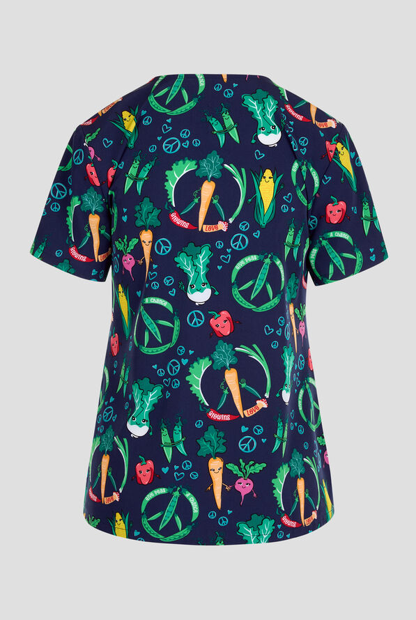 Cherokee Growing Love Women's 2-Pocket STRETCH V-Neck Print Scrub Top - null - 2