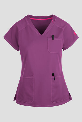 Blusa m&eacute;dica Med Couture Amp Knit STRETCH con cuello en V y 3 bolsillos para mujer