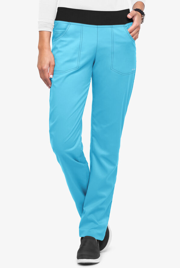 Pantalón médico UA Flex2 STRETCH tall estilo yoga con piernas rectas y 3 bolsillos para mujer - Turquoise/Black - 1