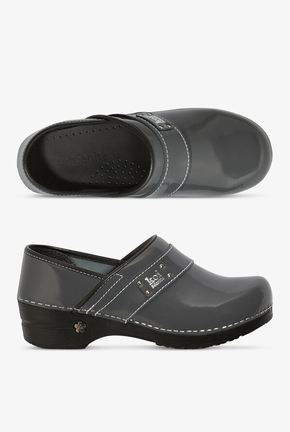 koi by Sanita Women’s Professional Lindsey Patent Leather Nursing Clogs - Steel Patent - 1