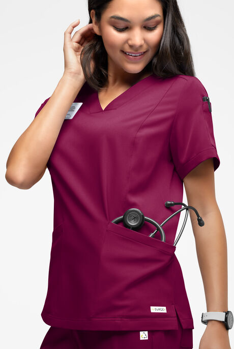 Blusa médica ReSurge Ruby con cuello en V y 5 bolsillos para mujer