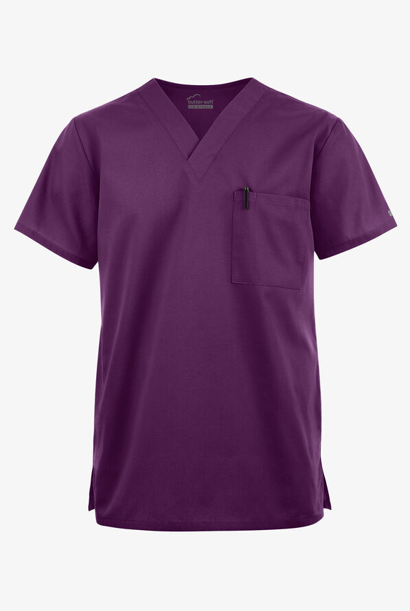 Blusa médica unisx Butter-Soft Originals con cuello en V y 2 bolsillos - Eggplant - 1