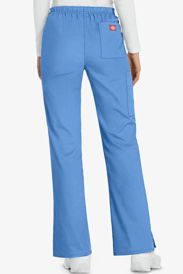 Dickies EDS Signature Women's 7-Pocket Classic Fit Drawstring Cargo Scrub Pants - Ceil Blue - 2