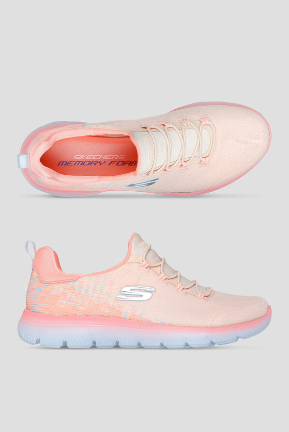 Skechers Sport SUMMITS - MORNING GLOW Melon Knit Bungee Athletic Slip-On Shoes - null - 1