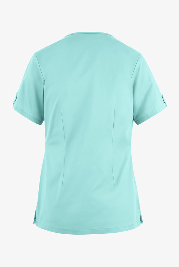 Butter-Soft STRETCH Women's 6-Pocket V-Neck Scrub Top - Aqua Moon - 4