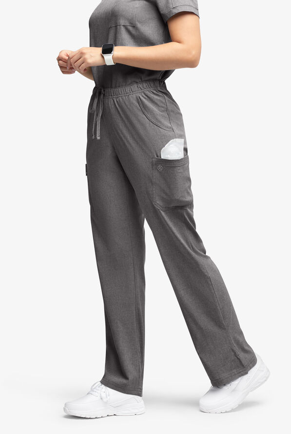 Easy STRETCH Eden Women's 4-Pocket Drawstring Scrub Pants - Petite - Graphite Heather - 4