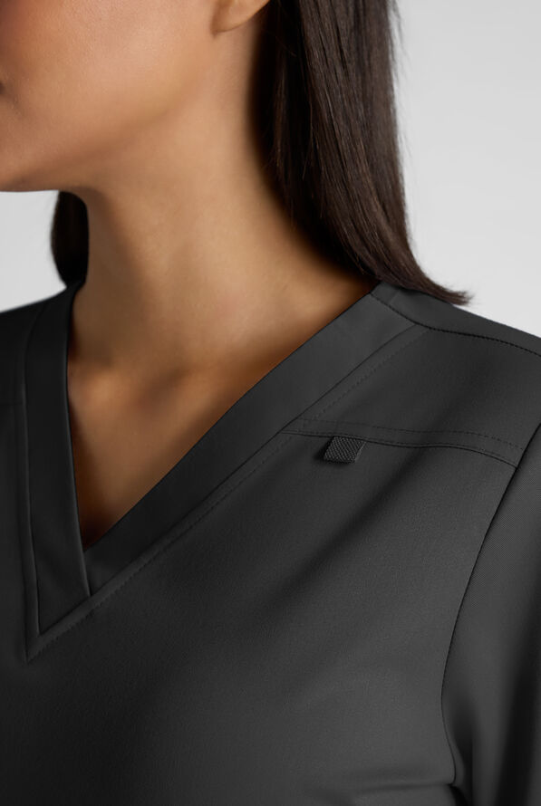 Butter-Soft STRETCH Women's 4-Pocket V-Neck Scrub Top - Black - 4