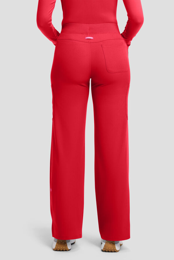 Pantalón médico Med Couture Amp STRETCH Petite de tiro alto estilo cargo con piernas anchas y 5 bolsillos para mujer - Solar Flare - 4