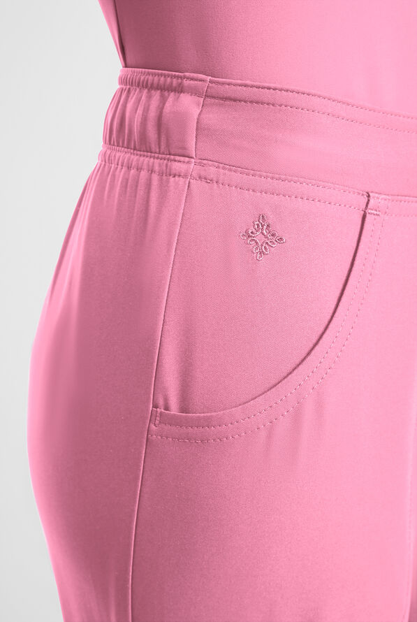 Med Couture Insight Women's 4-Pocket Flare Leg Cargo Scrub Pant - Taffy Pink - 3