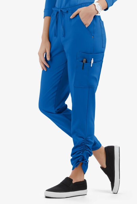 Easy STRETCH Halle Women's 11-Pocket Ruched Leg Jogger Scrub Pants